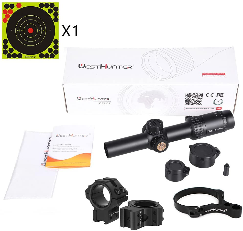 WestHunter Optics HD 1-6X24 IR Hunting Rifle Scope, 30mm Red-Green