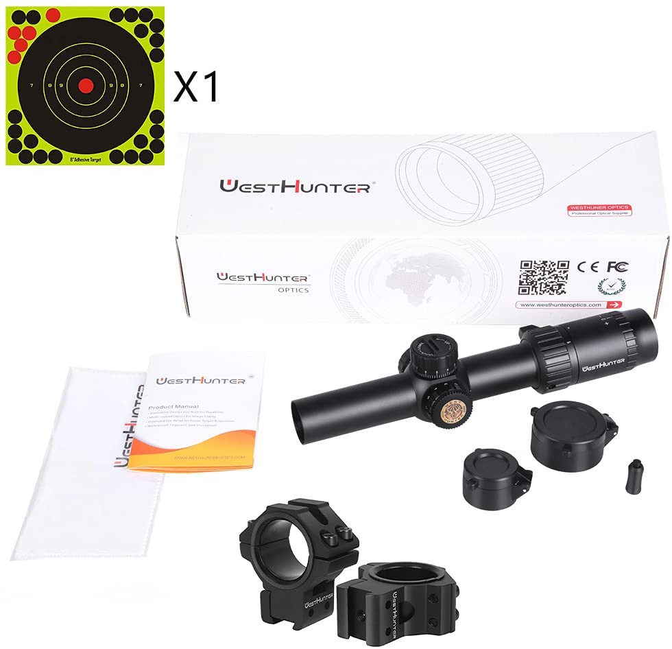 WestHunter Optics HD 1-6X24 IR Hunting Rifle Scope, 30mm Red-Green