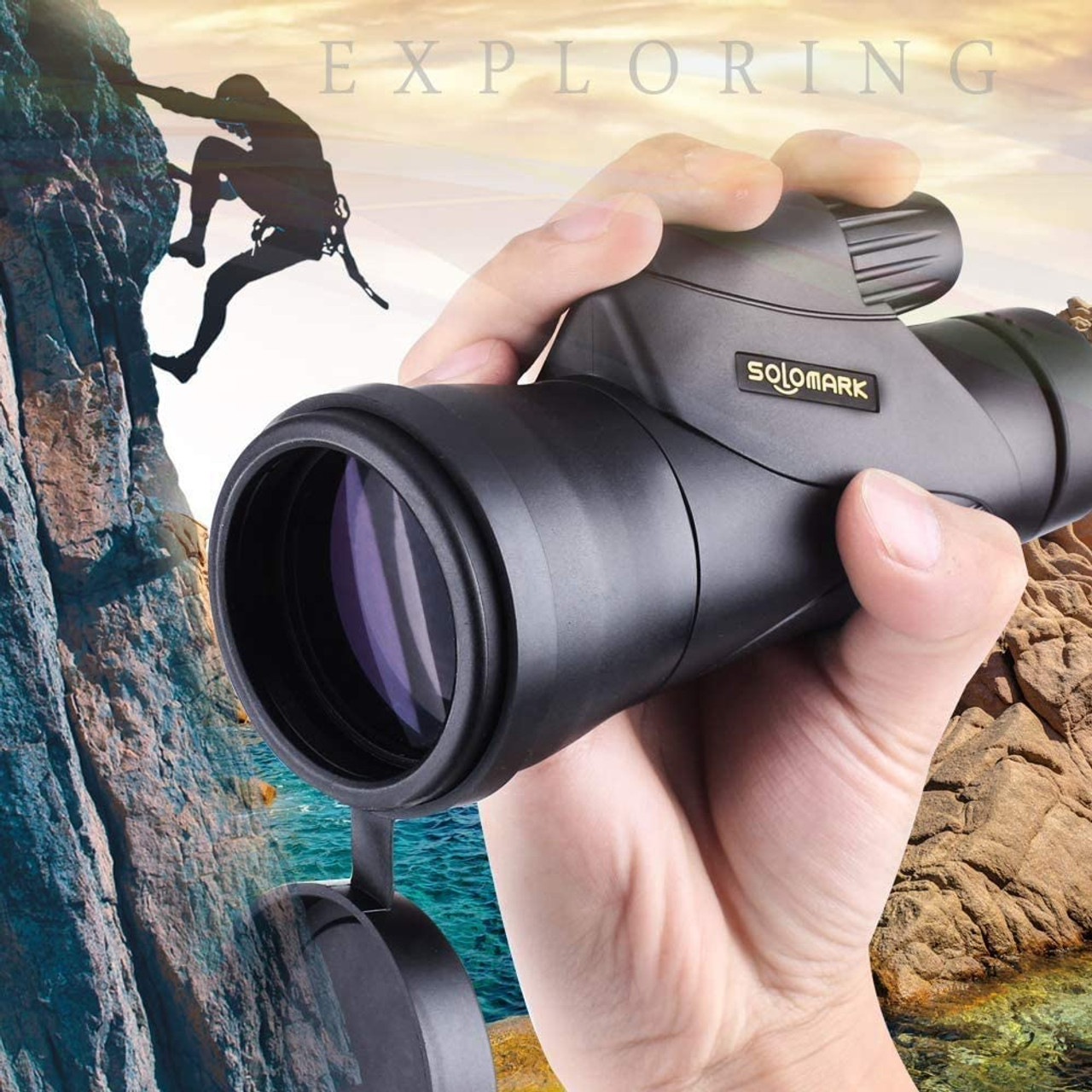 SOLOMARK Monocular 12x50 Smartphone Adapter Waterproof Fog Proof