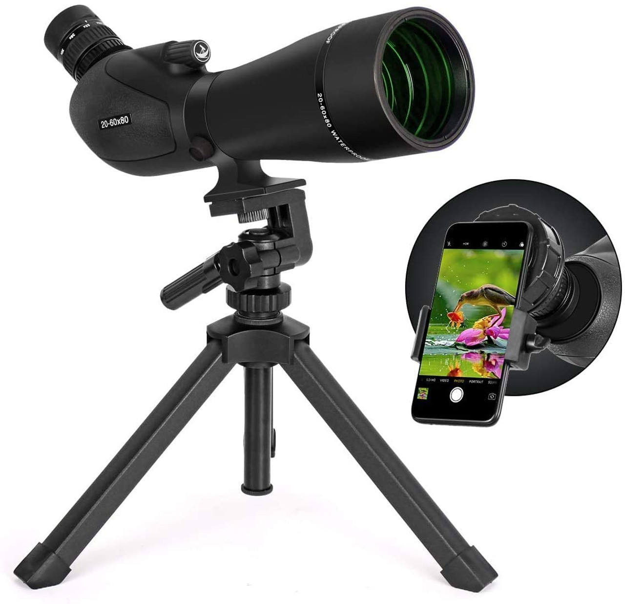 SOLOMARK 20-60X80 Fieldscope Telescope Monocular High Magnification SmartPhone Telephoto Lens Spotting Scope