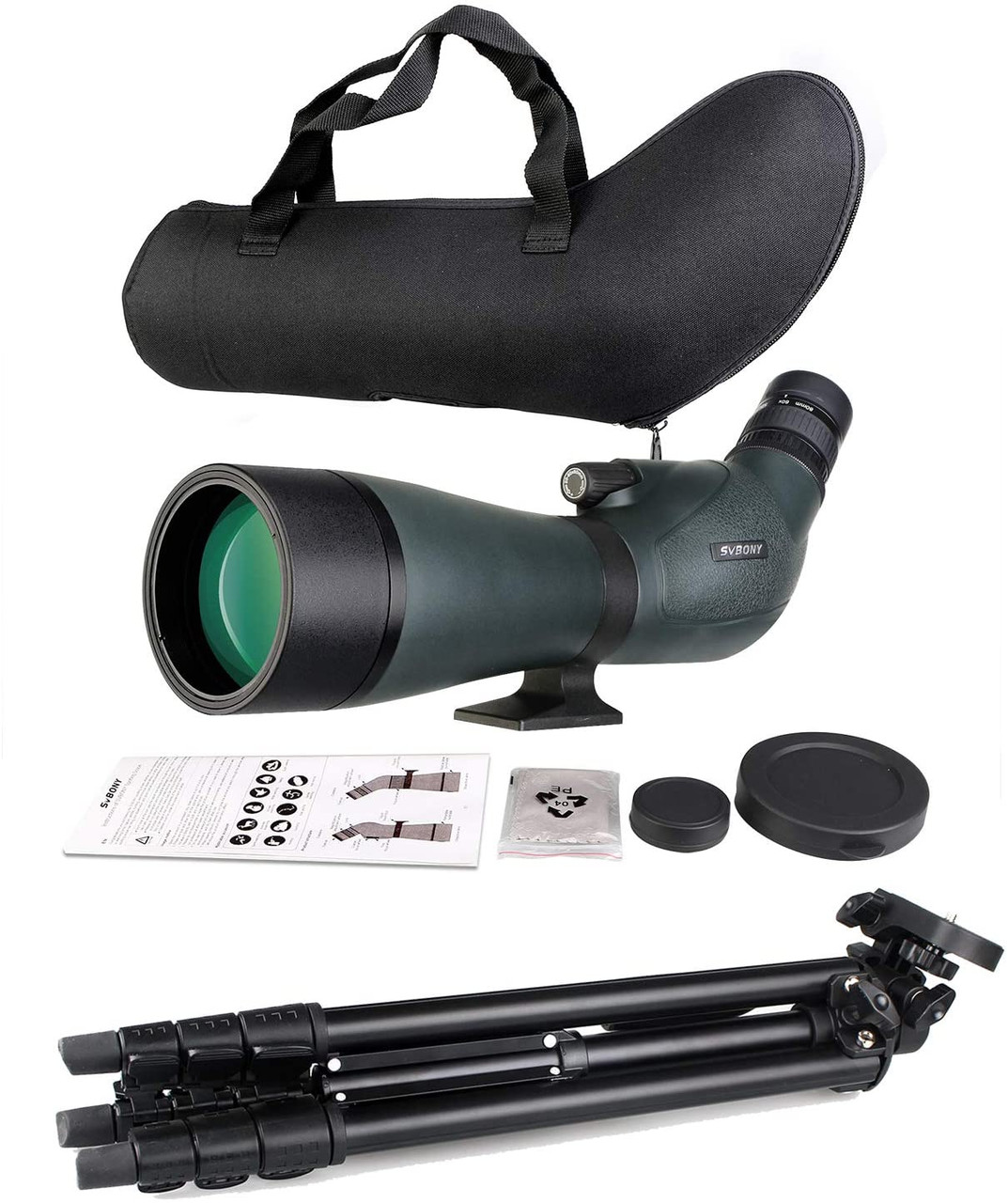 SVBONY SV19 20-60X80 Fieldscope Telescope Monocular High Magnification Tripod Telephoto Lens Spotting Scope