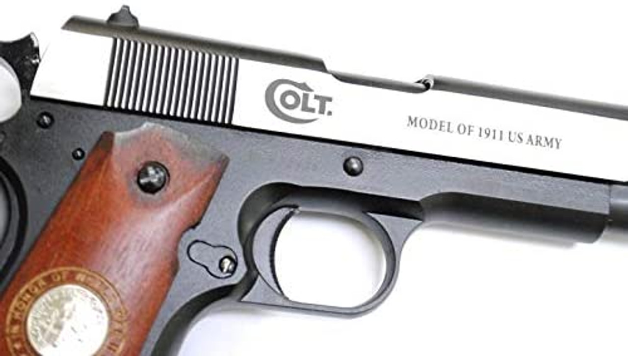 DOUBLE BELL M1911A1 World War II End of War Memorial Engraved Model Government Blowback Airsoft Gas Gun Silver No.723L Resin Frame
