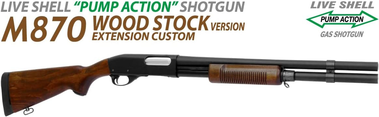  Maruzen Airsoft Gas Gun Shotgun M870 Extension Custom Wood stock Version