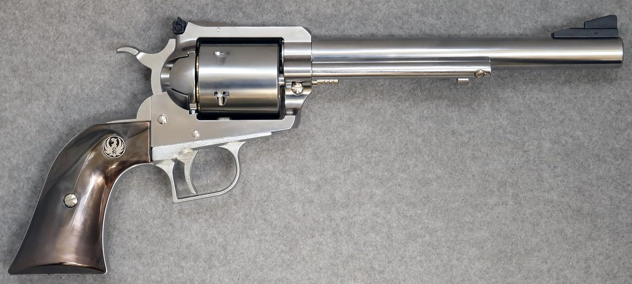 Marushin Super Blackhawk 7.5 inch Silver ABS Black Pearl Finish Grip Gas Revolver