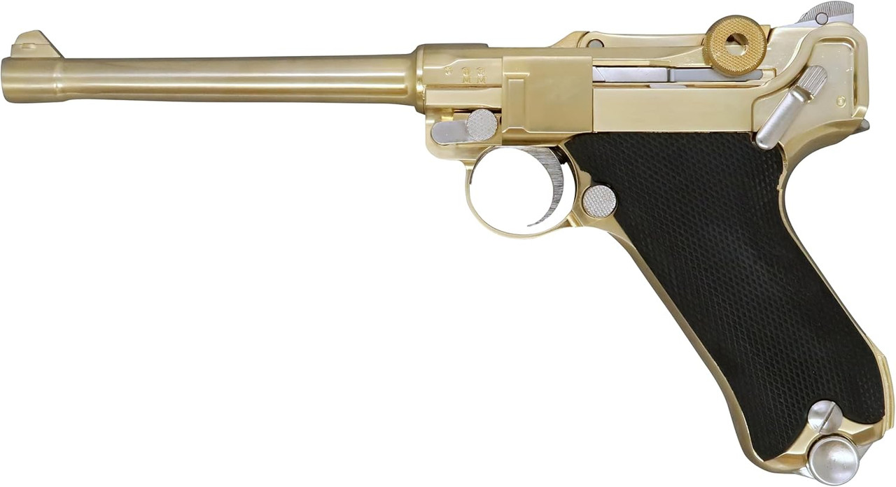 Marushin K.K. Luger P08 6-inch Marine Black ABS Grip Metal Model Gun, Dummy Cartridge Specification 112503