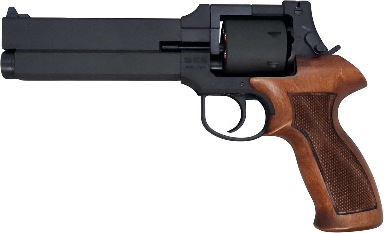 Marushin K.K. Mateba 6-inch Black Heavy Weight Gas Revolver with Wooden Grips and New Gasket X Cartridge, Part Number 122507