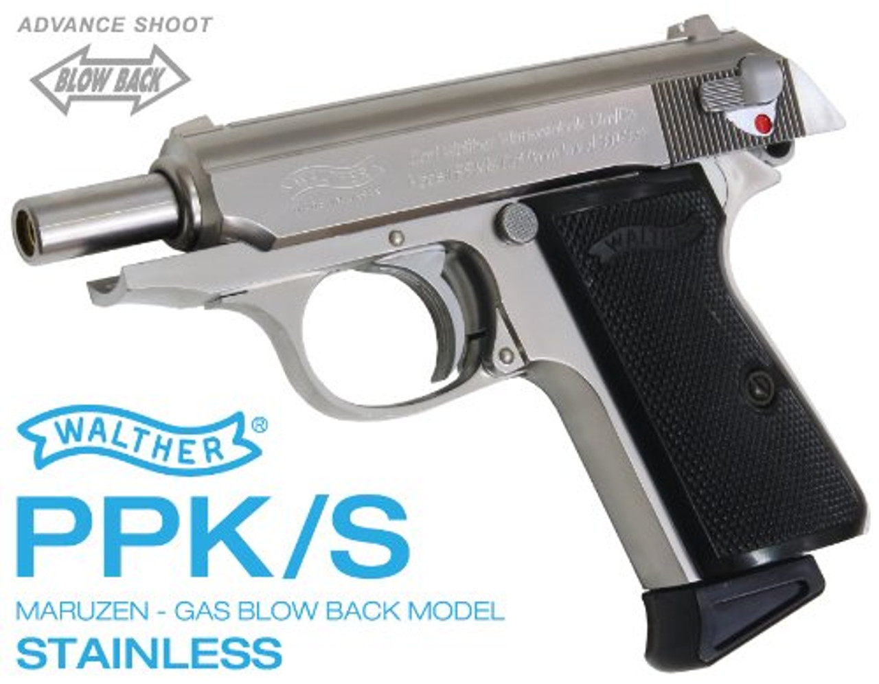 Maruzen Walther PPK / S stainless steel GBB Airsoft Gun - Airsoft