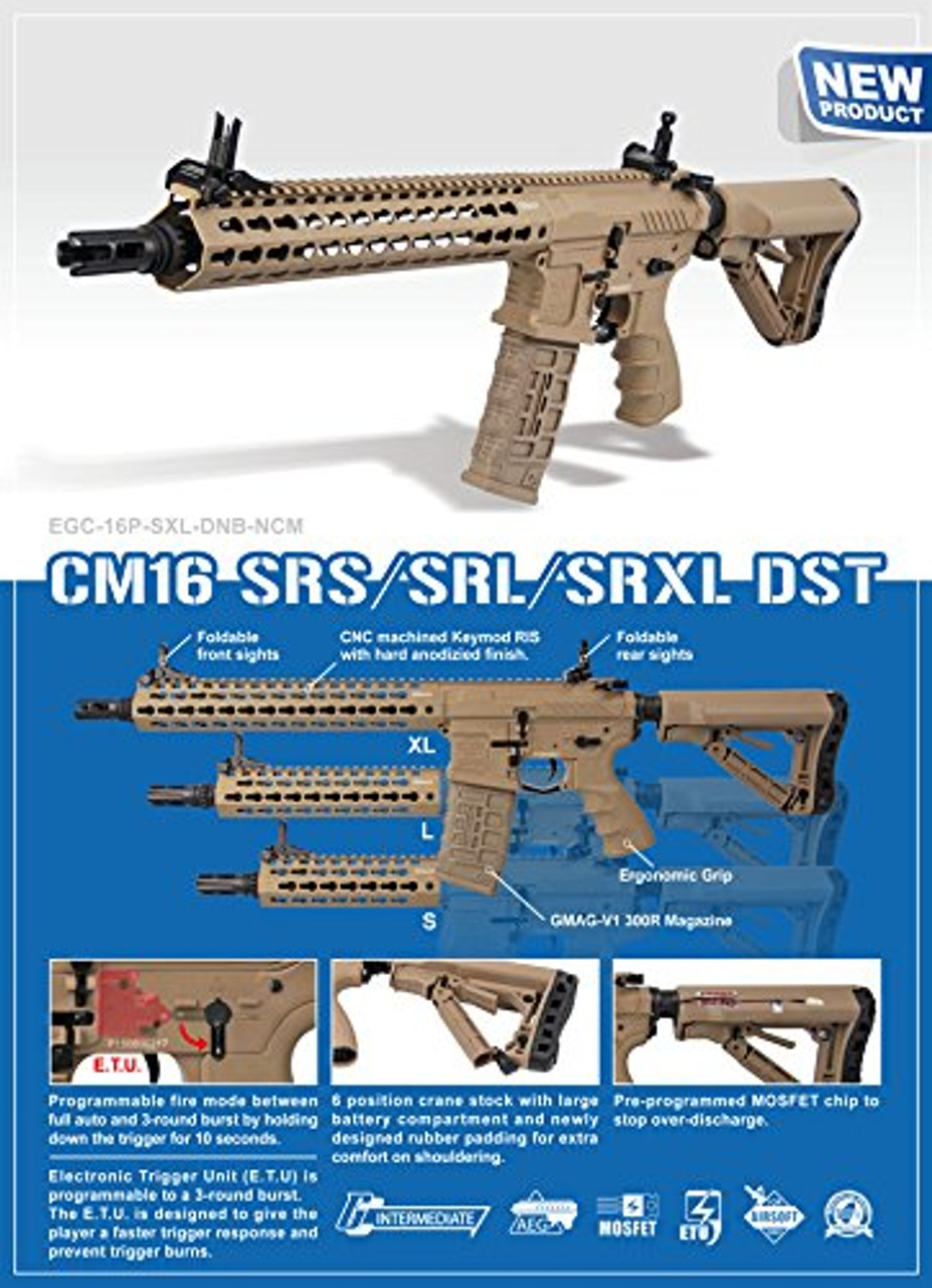 Description of G&G ARMAMENT CM16 SRXL DST desert Airsoft electric rifle gun 