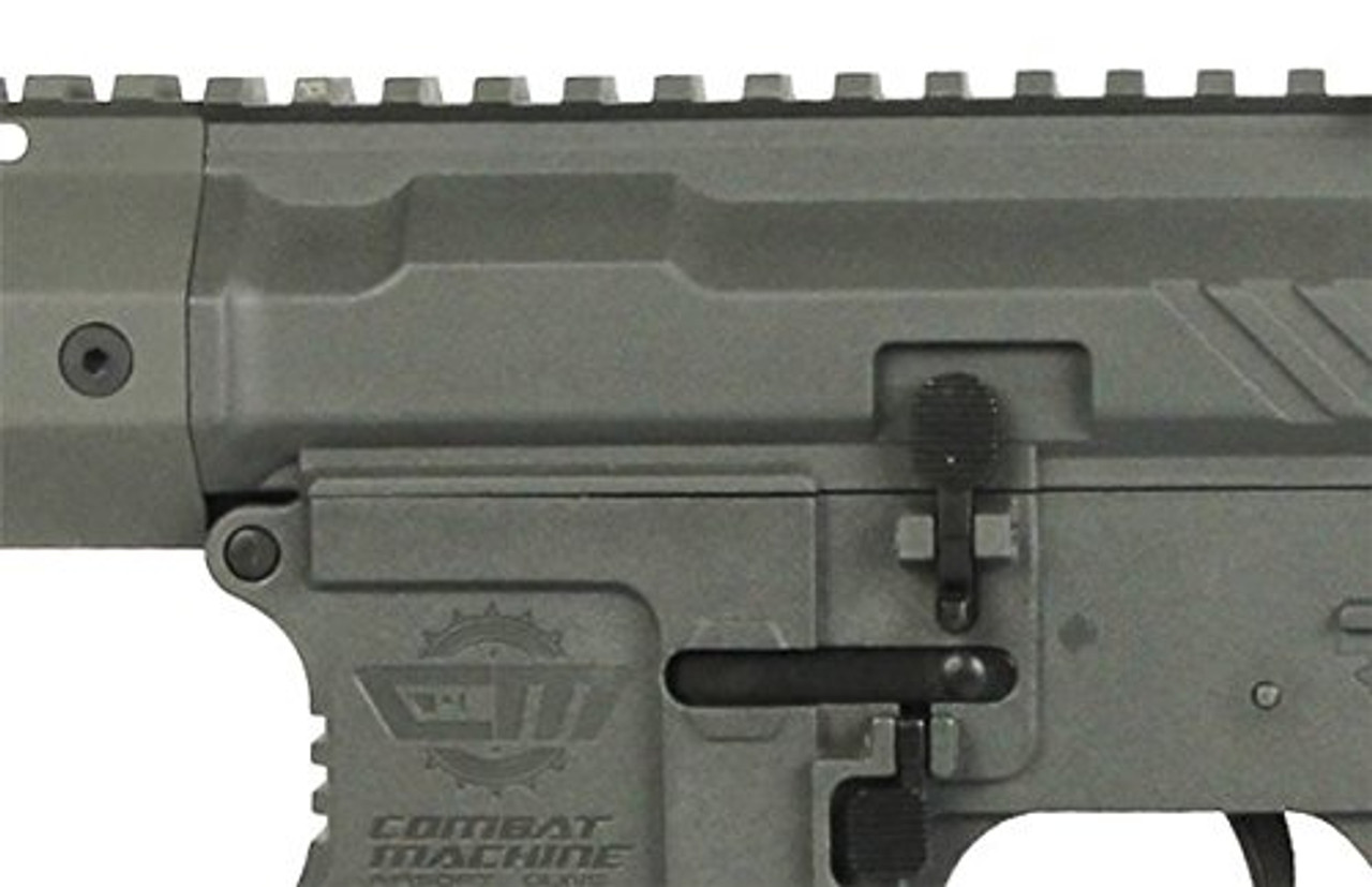 Left side of G&G ARMAMENT CM16 SRXL Battleship Gray Airsoft Electric rifle gun