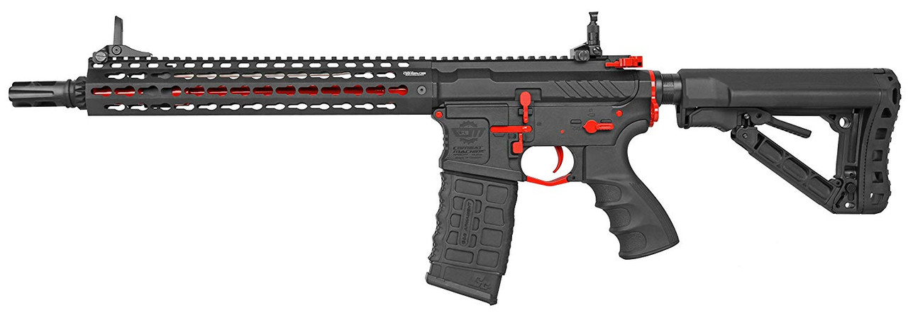 Muzzle left of G&G ARMAMENT CM16 SRXL Red Edition Black/Red Airsoft electric rifle gun