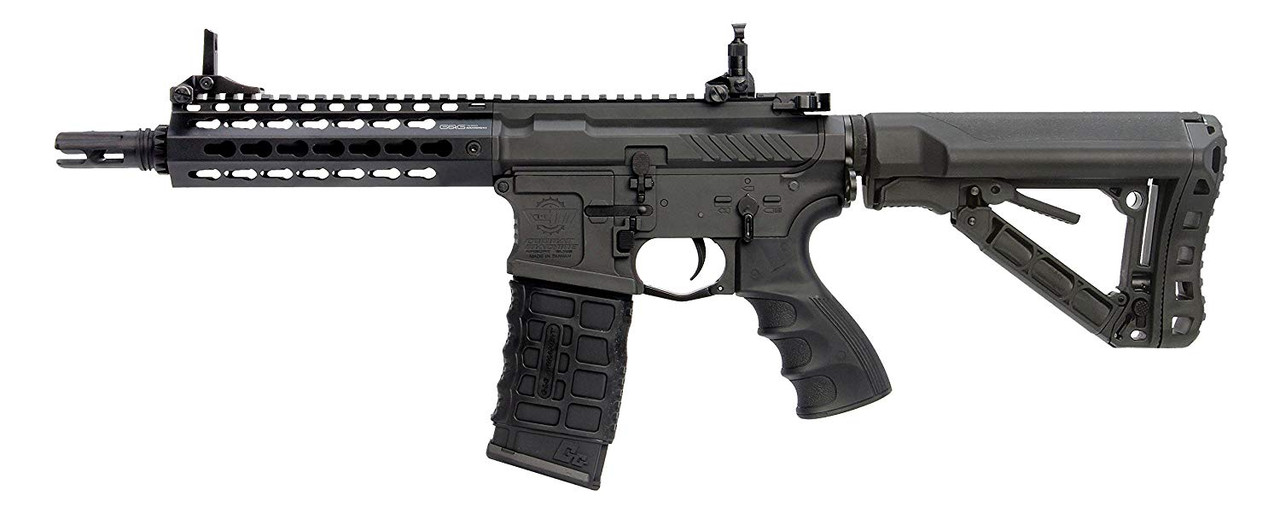 Muzzle left of G&G ARMAMENT CM16 SRS black Airsoft electric rifle gun