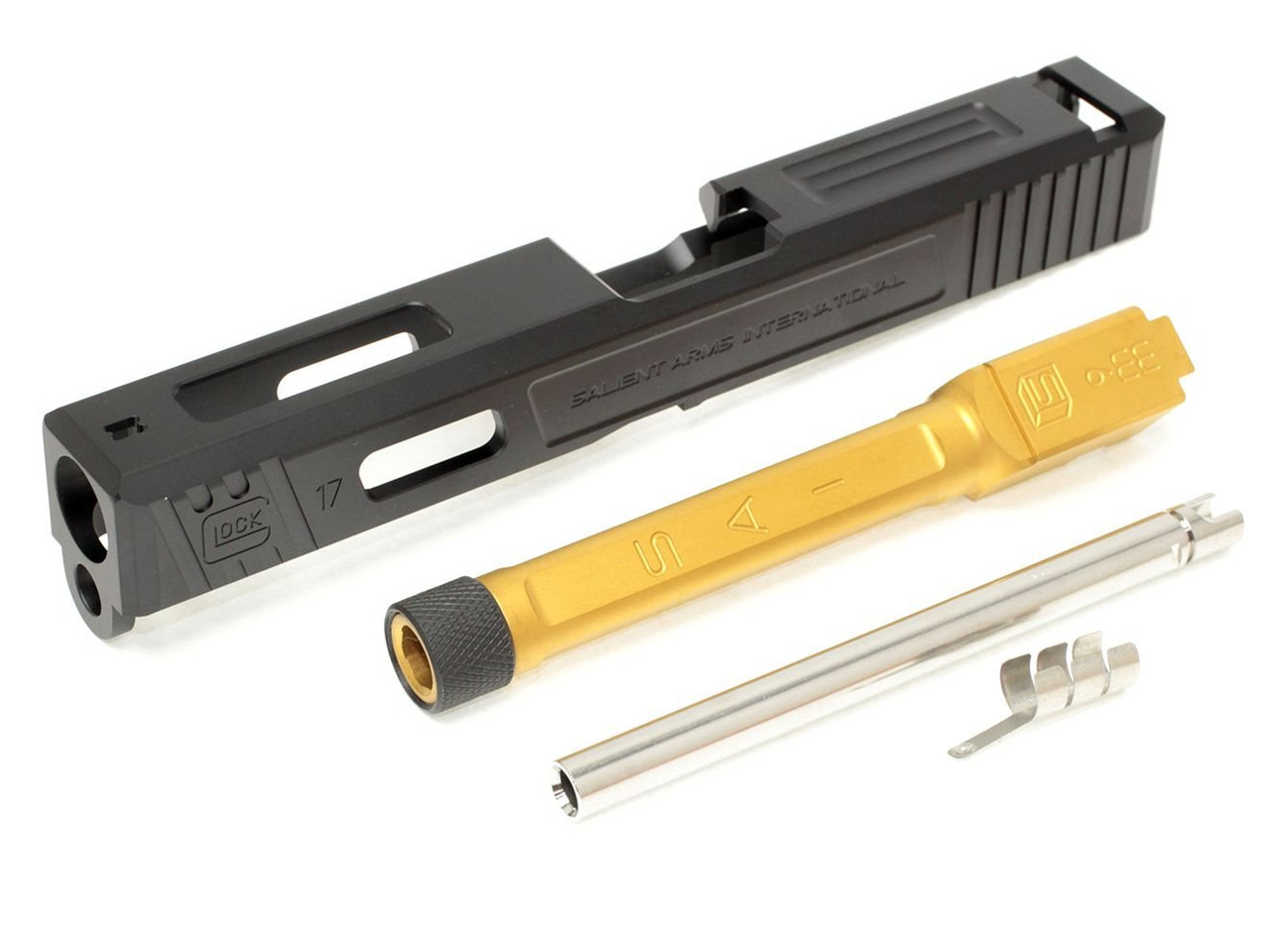 Guns Modify Set of SA CNC Tier 1 Aluminum Slide & Stainless Box Flute Thread Outer Barrel  BK / GD