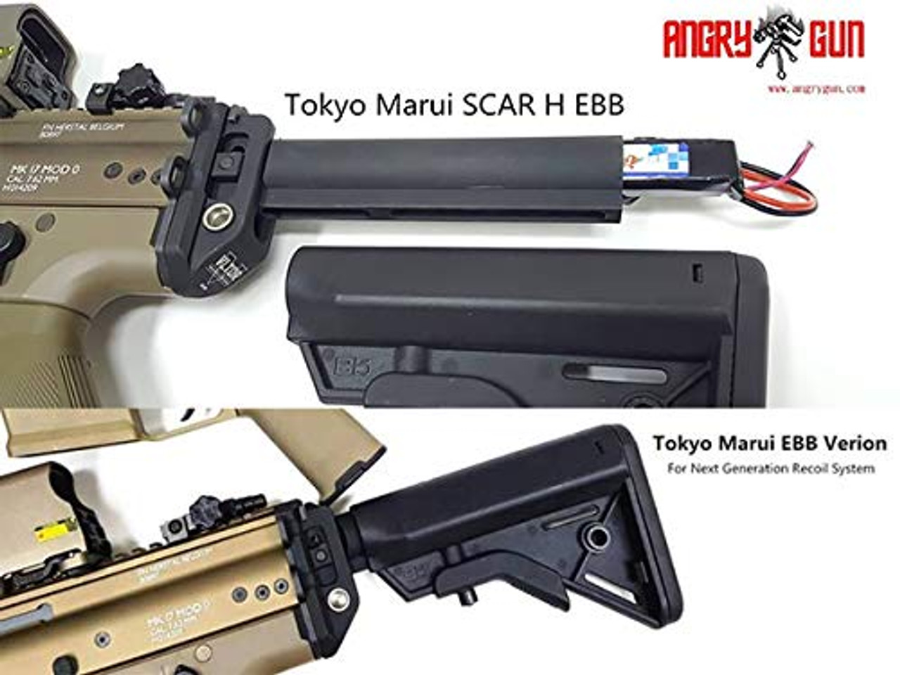 ANGRY GUN VLTOR type GEN 2 M4 stock adapter Ver2.1 for Tokyo Marui Next generation SCAR 