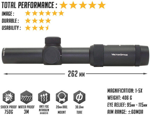 Vector Optics Forester 1-5x24 IR Rifle Scope SCOC-03 + battery