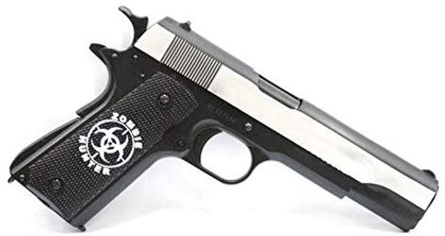 BELL M1911A1 STARS Biohazard Engraved Biomark Grip Government Gas Blowback Airsoft Gun Silver No.723L Resin Frame