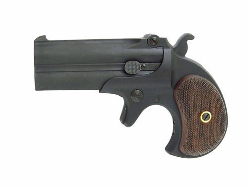 Muzzle left of MULE Double Barrel Derringer 2 Line Address Model Gun