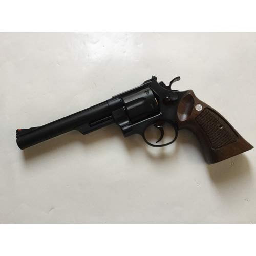 Muzzle left of Marushin S&W M29 half checkered with wooden grip 6.5 inches ABS matte black Gas revolver Airsoft Gun