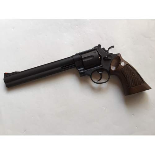 Muzzle left of Marushin S&W M29 Classic Half Checkered HW Black 8_3 / 8 inch Gas revolver Airsoft Gun with Wooden Grip