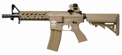 Muzzle left of G&G ARMAMENT CM16 Raider desert color Airsoft electric rifle gun