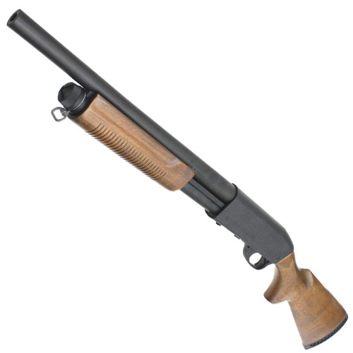 Left side of S&T SPG07 M870 Medium Real Wood Airsoft Shotgun