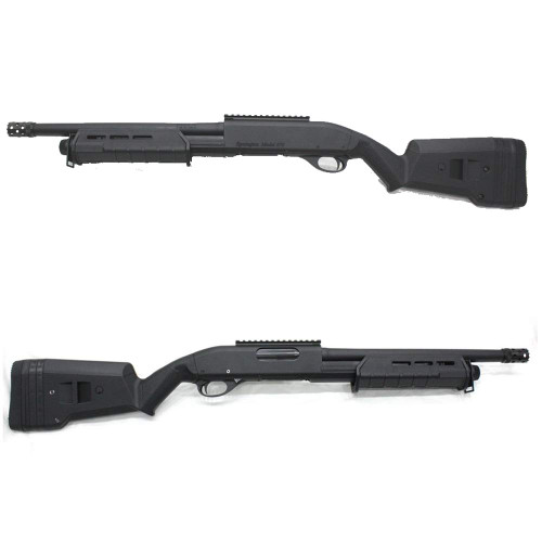 Left and right side of CYMA 356 M870 M-Style Tactical Full Metal Short black Airsoft shotgun