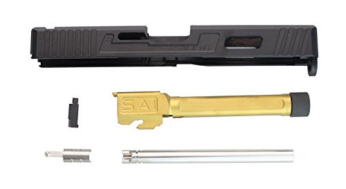 Guns Modify SAI Type CNC Aluminum Slide + 4 Fluted Nitride GOLD Thread Barrel Set for Tokyo Marui G17 