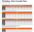 Lakeland Westex DH Shirt 6.5oz size chart