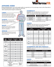 size chart for workrite mens classic 12 in cargo short