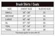 crew boss hi viz brush shirt size chart