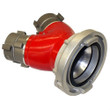 Harrington 2-way non-clappered siamese adapter used to combine fire hose water supply lines