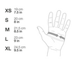Petzl CORDEX Lightweight Belay/Rappel Gloves size chart