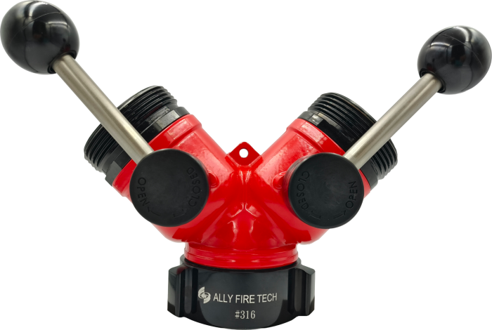 Ally Fire Aluminum Wye 316 used for fireground hose line distribution