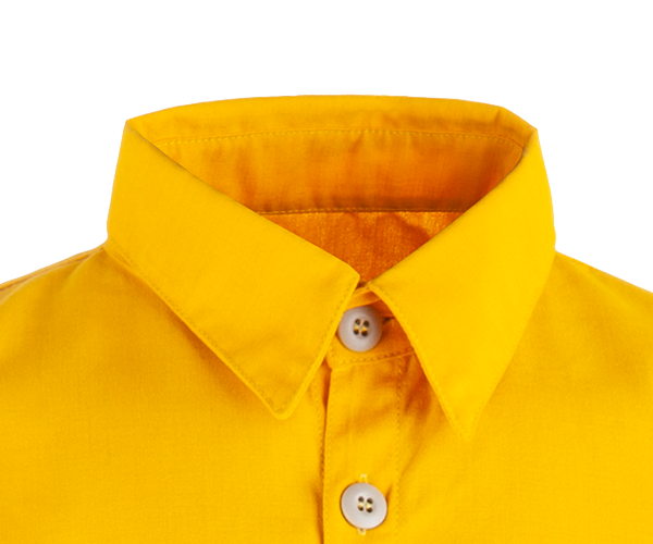 Close-up double layer collar Vallfirest wildland firefighter shirt flame resistant fabric added neck protection wildland gear