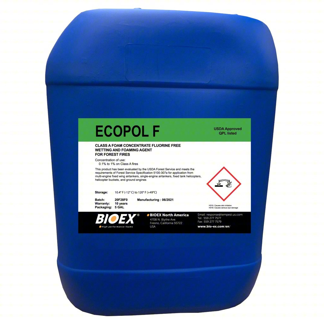BIO-EX Firefighting Foam: ECOPOL F, Class A Wildfires - 5 gallon