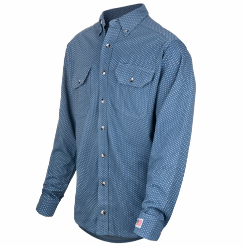 Lakeland High Performance Flame Resistant Knit Button-Up Shirt in blue