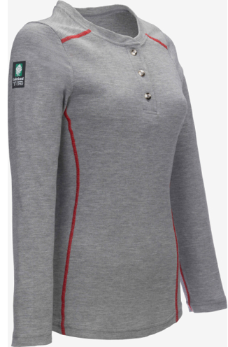 Lakeland Women's High Performance FR Long Sleeve Knit Henley heather grey
