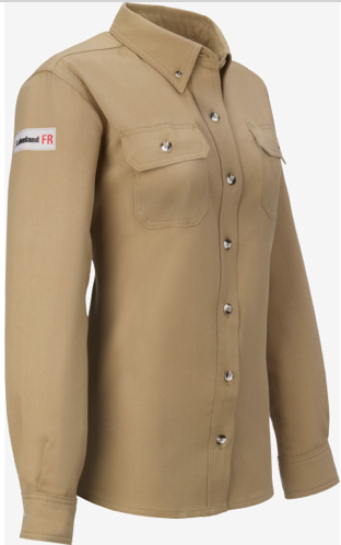 Lakeland Women's 6.5oz Westex DH Button-Up Shirt khaki side view