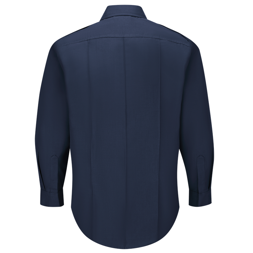 workrite mens non fr 100% cotton classic long sleeve fire chief shirt back view