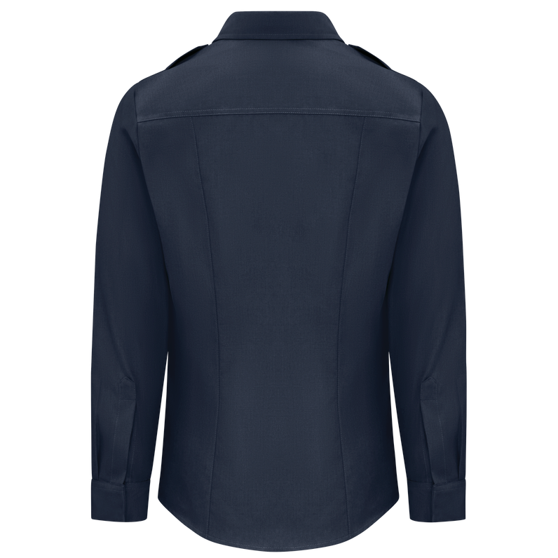 Workrite Women's Classic Long Sleeve Fire Chief Shirt midnight navy back view