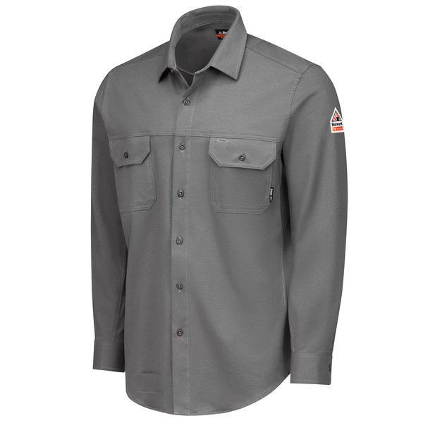Workrite Bulwark FR Flex Knit Button Down Shirt Charcoal