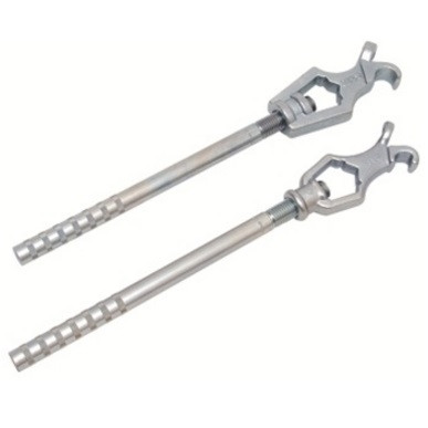 Adjustable hydrant wrench with pigtail head used by firefighters for hydrant operation