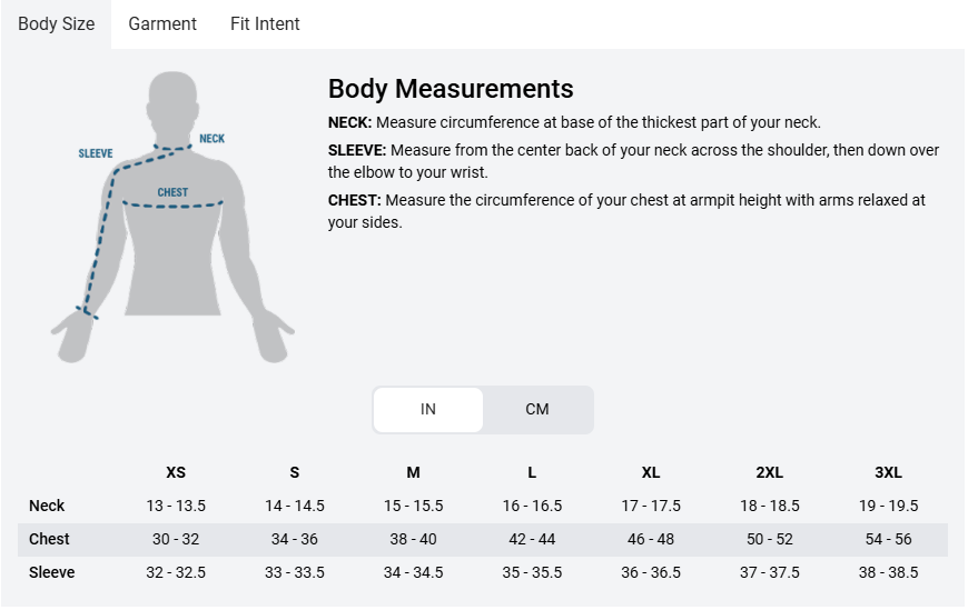 Propper Wildland Overshirt size chart