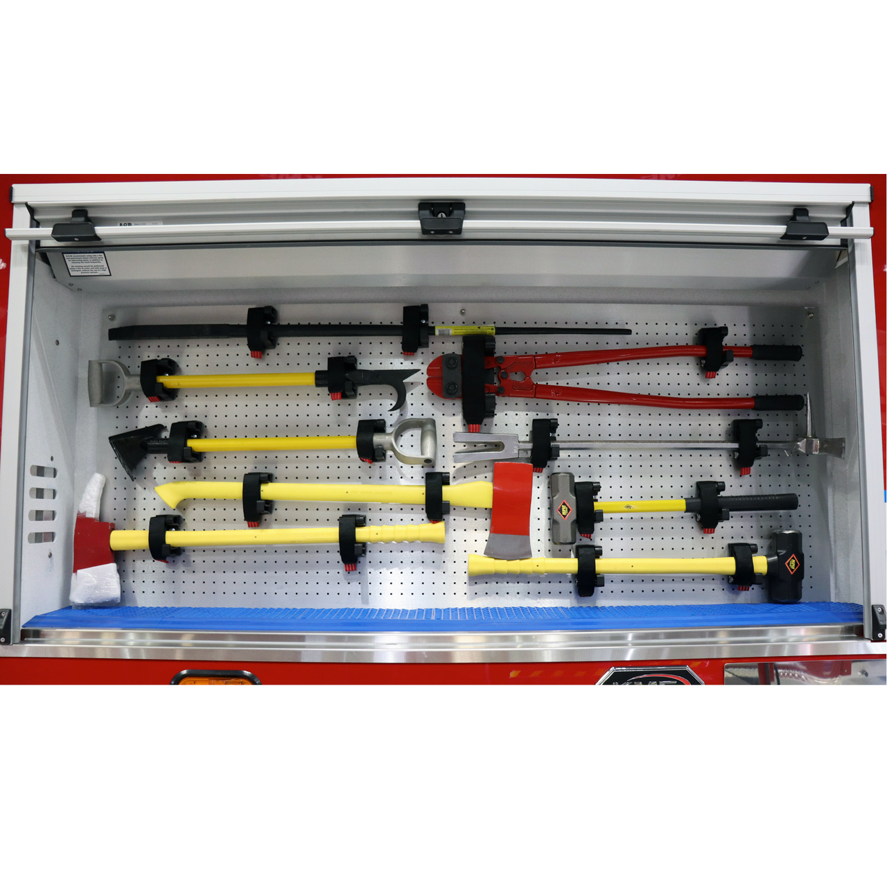 Zico SURE-GRIP adjustable tool holder inside fire truck compartment