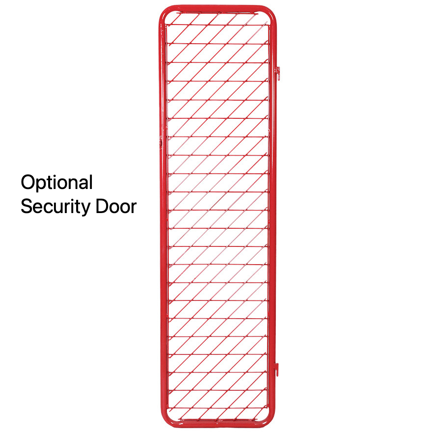 Durable Ready Rack red rack setup for firefighter gear storage, available at Firepenny. Red racking.