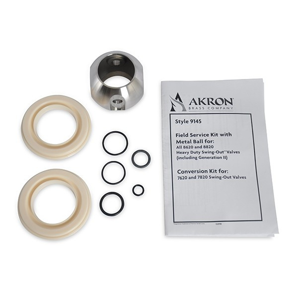 Akron Brass 2-inch swing-out valve kit with stainless steel ball and replacement internals