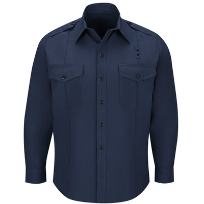 Workrite Men's Classic Long Sleeve Fire Chief Shirt - Navy