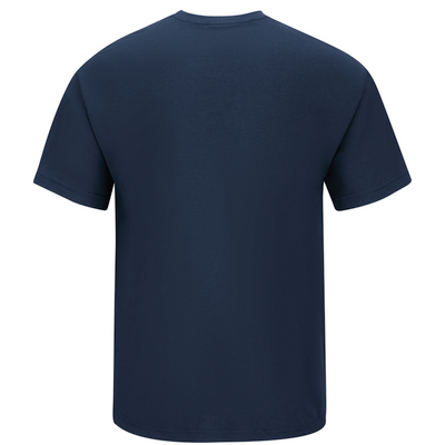 workrite mens short sleev station wear tee shirt back view navy