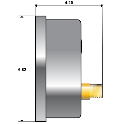 Innovative Controls 6" Stainless Pressure Gauge dimensions