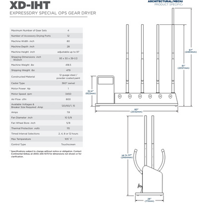 Continental ExpressDry Special Ops Turnout Gear Dryer, 4 Place Units