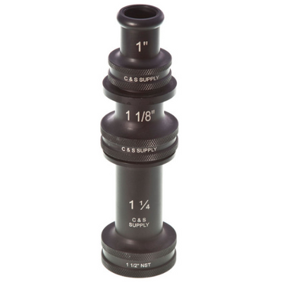 C&S Supply Triple Stacked Nozzle Tips, 1 1/2" Stacked Tip tapers from 1 1/4" to 1 1/8" to 1" Outlet